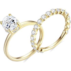 3ct moissanite خاتم الزفاف للنساء d color vvs1 مجموعة الزفاف مجموعة الزفاف S925 Sterling Silver مع الذهب 9K مطلي بالذهب moissanite حلقات وعدها بحجم 5-10