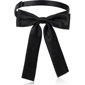 Bowtie Western Black Bow Ties for Men Women, Solid Color Colonel Satin Ribbon Bow Tie Cowboy String Tie Adjustable Bolo Tie for School Uniform Shirt Party Wedding Cosplay