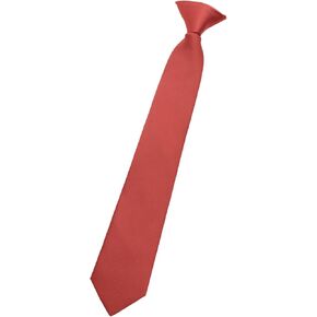 Clip on Ties for Boys Black Red 14" School Solid Color Pre-tied Kids Necktie for Graduation Shirt Uniforms Casual