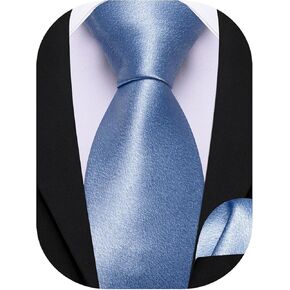 Barry.Wang Boys Ties Pre-Tied Satin Solid Color Kids Tie Pocket Square Set Adjustable Formal Necktie Graduation School