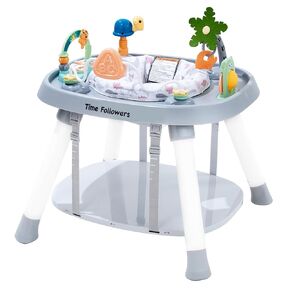 تايم متابعين ® مركز نشاط الأطفال | 3 مراحل 4MODES ACTIVITION CENTER & PLAY TABLE | تصميم Montessori- ملهى | Exersaucer ، Jumper & Bouncer for Baby Ages 6m+ (Gray)