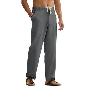 HOTake Men's Linen Pants Casual Beach Summer Vacation Linen Dress Pants Loose Fit in Saudi Arabia