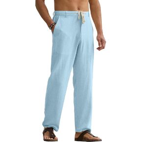 HOTake Men's Linen Pants Casual Beach Summer Vacation Linen Dress Pants Loose Fit in Kuwait