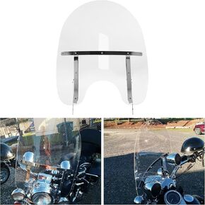 HECASA 26-1/2" X 23" Detachable Windshield Compatible With 2000-Up Harley Davidson Heritage Softail Classic FatBoy FLS FLST FLSTC FLSTF FLSTFB FLSTN Clear Windscreen