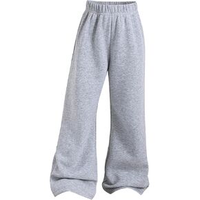 SHENHE Girl's Fleece Lined Sweatpants Wide Leg Open Bottom Athletic Loose Sweatpants