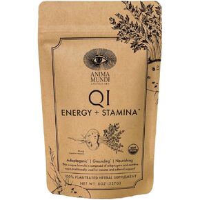 Anima Mundi Apothecary Qi Energy & Protein Superfood Powder - ملحق دعم الكظرية Adaptogenic مع Ashwagandha و Slippery Elm - ملحق دعم المزاج والطاقة ومسحوق البروتين (8 أوقية / 227 جم)