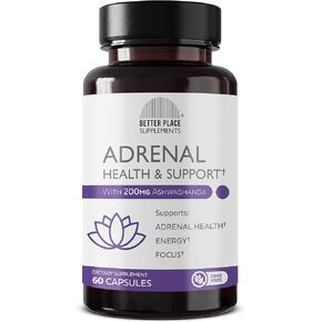 Better Place Supplements Adrenal Health & Support - 60 Capsules | Non-GMO Formula with L-Tyrosine & 200mg Ashwagandha | Supports Energy, Focus, Fatigue Relief (1)