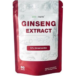 ECO-TASTE Ginseng Root Extract Powder-Korean Panax for Smoothies, Coffee or Drinks, 10% Ginsenosides, 60g (60 Servings)