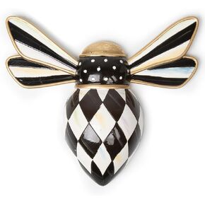 Mackenzie-Childs Bee ، Hanging Bee Decoration ، Check Black and White Comply