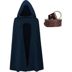 زي عصر النهضة في العصور الوسطى Viking مقنع كيب كيب هالوين عتيق مع إكسسوارات الحزام المحددة للرجال النساء