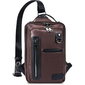 Leather Messenger Sling Crossbody Shoulder Bag for Men Travel Work Vintage Messenger Bag Crossbody Bag Satchel Sling Bag Men (Coffee)