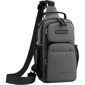 Sling Bag for Men Travel Lightweight Multi-pocket Crossbody Shoulder Bags Convertible Sling Backpack Chest Bag Men(Grey)