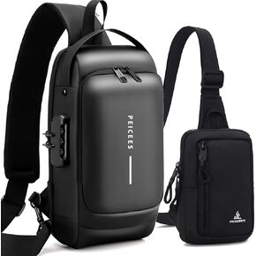 Peicesees Mens Crossbody Bag Bags Facs Mens Mens Anti-Antift-Sling Bag Bag Bag Bag Count