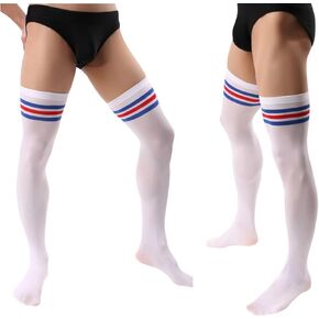 2 Pairs Men's Sissy Over Knee Socks, Femboy Thigh High Stockings, for Cross-dressing Exploring your feminine side.