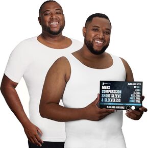 QORE LOGIQ Gynecomastia Compression Shirts for Men - 2Pack White, M Size - Get Both in One Bundle