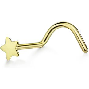 FANSING 20g Corkscrew Nose Ring Studs - 20 Gauge Star Nose Screw Studs, Surgical Steel Nosescrew for Women & Men - Nostril Piercing Jewelry