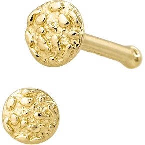 Jewelry Avalanche Solid 14K Yellow Gold Nugget Round Nose Stud, Round Shape Nose Ring 20G L-Bend, Ball-end, Nose Screw Stud, Unisex Nose Ring