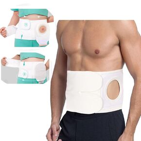 Ostomy Support Belt，Adjustable Prevent Parastomal Hernia Stealth Support Belt For Men Women,Colostomy Ileostomy Postoperative Abdominal Belt (White, M (32-38in))