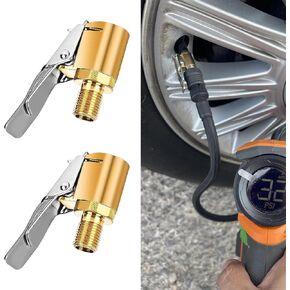 2PCS Brass Locking Tire Air Chuck, Tire Inflator Nozzle, Tire Inflation Hose Adapter with Tire Valve Thread, No Leakage Tire Chucks for Vehicle Inflator Compressor Pump Connect Accessories Tool