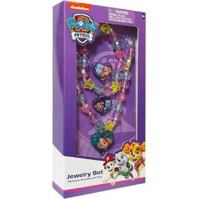 LUV HER Paw Patrol Girl's Jewelry Set - Dress up 3 Piece Toy Jewelry Box Set with Bead Necklace, Bracelet and Ring - Play Accessories - Ages 3+