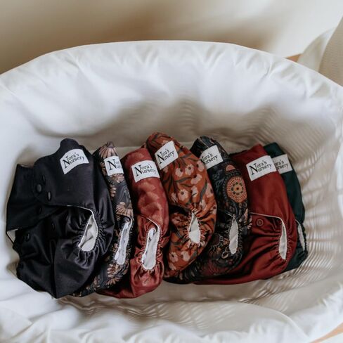 حضانة Nora's AWJ Cloth Diapers 7 مع حقيبة رطبة واحدة - غطاء مقاوم للماء ، قابلة للغسل ، قابلة لإعادة الاستخدام وحجم حفاضات الجيب القابلة للتعديل للحجم للأطفال حديثي الولادة والأطفال الصغار - في المزرعة in Kuwait