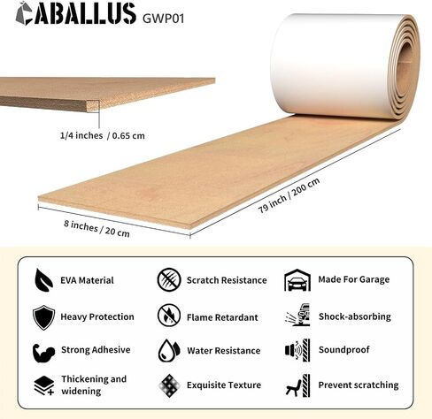 GWP01 Wood Grain Grage Wall Protector Door Aborts ، وملحقات المرآب ، وسدادة وقوف السيارات للمرآب ، وخالية من الأدوات ، ومصممة في ألمانيا (حبة خشبية 4.5 ملم) in Kuwait