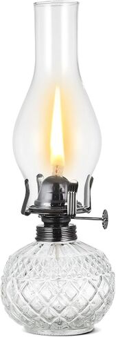 Rustic Large Oil Lamp Vintage Glass Kerosene Lamp Antique Oil Lamps for Indoor Use Emergency Lighting Decor Hurricane Lamp with Black Metal Regulator Chamber Oil Lantern in Kuwait