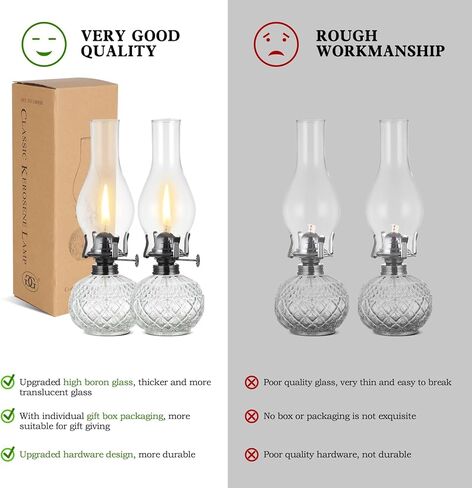 Rustic Large Oil Lamp Vintage Glass Kerosene Lamp Antique Oil Lamps for Indoor Use Emergency Lighting Decor Hurricane Lamp with Black Metal Regulator Chamber Oil Lantern in Kuwait