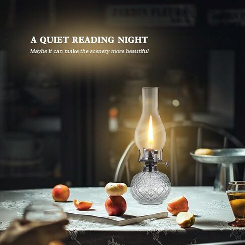 Rustic Large Oil Lamp Vintage Glass Kerosene Lamp Antique Oil Lamps for Indoor Use Emergency Lighting Decor Hurricane Lamp with Black Metal Regulator Chamber Oil Lantern in Kuwait