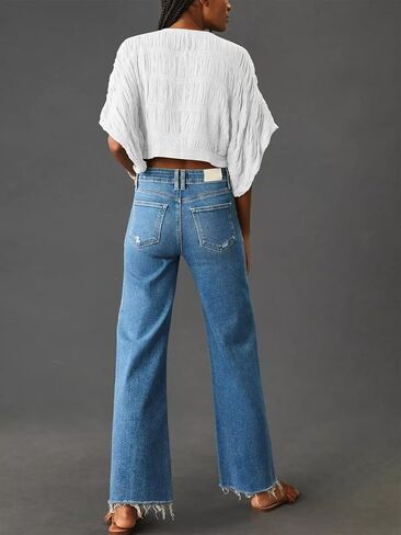 KUNMI Jeans for Women Wide Leg Baggy High Waist Boyfriends Straight Leg Stretchy Denim Pants Trendy Fall 2025 in Kuwait