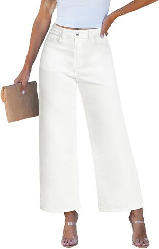 luvamia Wide Leg Jeans for Women High Waisted Relaxed Fit Trendy Stretchy Denim Pants Ankle Trouser Jeans with Pockets in Kuwait