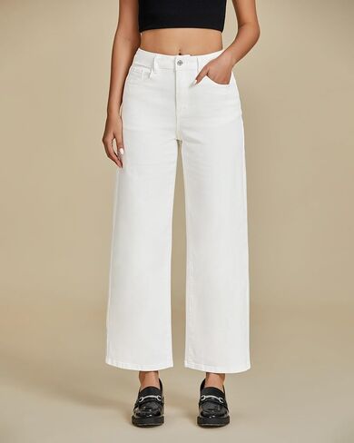 luvamia Wide Leg Jeans for Women High Waisted Relaxed Fit Trendy Stretchy Denim Pants Ankle Trouser Jeans with Pockets in Kuwait