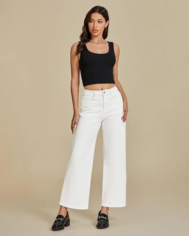 luvamia Wide Leg Jeans for Women High Waisted Relaxed Fit Trendy Stretchy Denim Pants Ankle Trouser Jeans with Pockets in Kuwait
