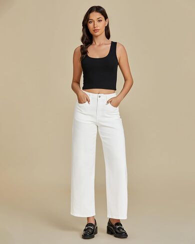 luvamia Wide Leg Jeans for Women High Waisted Relaxed Fit Trendy Stretchy Denim Pants Ankle Trouser Jeans with Pockets in Kuwait