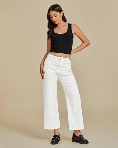 luvamia Wide Leg Jeans for Women High Waisted Relaxed Fit Trendy Stretchy Denim Pants Ankle Trouser Jeans with Pockets in Kuwait