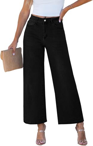 luvamia Wide Leg Jeans for Women High Waisted Relaxed Fit Trendy Stretchy Denim Pants Ankle Trouser Jeans with Pockets in Kuwait
