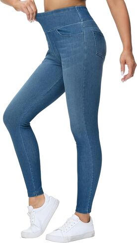 THE GYM PEOPLE Women's High Waisted Jeggings Pants Stretchy Tummy Control Skinny Jean Leggings with Pockets in Saudi Arabia