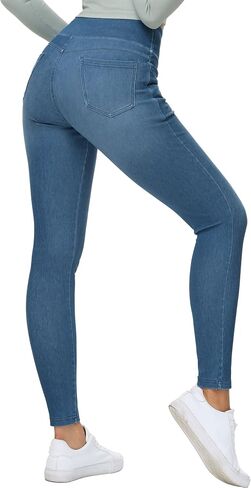 THE GYM PEOPLE Women's High Waisted Jeggings Pants Stretchy Tummy Control Skinny Jean Leggings with Pockets in Saudi Arabia
