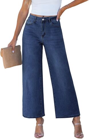 luvamia Wide Leg Jeans for Women High Waisted Relaxed Fit Trendy Stretchy Denim Pants Ankle Trouser Jeans with Pockets in Kuwait