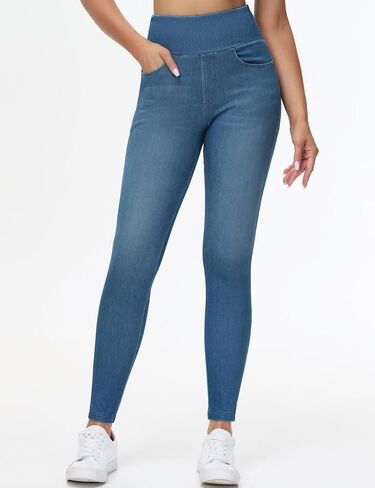 THE GYM PEOPLE Women's High Waisted Jeggings Pants Stretchy Tummy Control Skinny Jean Leggings with Pockets in Saudi Arabia