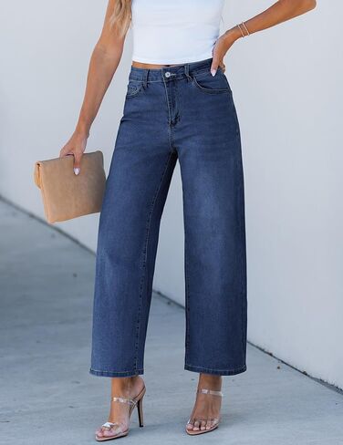 luvamia Wide Leg Jeans for Women High Waisted Relaxed Fit Trendy Stretchy Denim Pants Ankle Trouser Jeans with Pockets in Kuwait