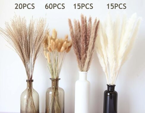 100 سيقان مجففة بامباس العشب ، بوهو جدول ديكور طاولة القصب الطبيعي phragmites العشب ، عشب بامباس كبير ، باقة زهور ذيول الأرنب لترتيبات الزفاف الزفاف in Kuwait