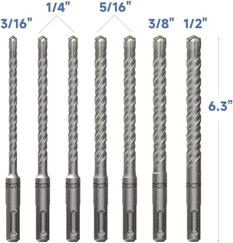 مجموعة SDS-Plus Plus Plus Drill & Chisel ، كربيد التنغستن ، للخرسانة والأسمنت والبناء ومواد البناء الأخرى in Kuwait