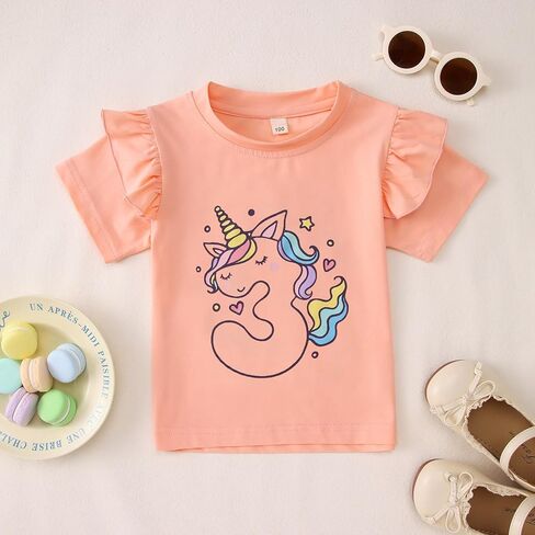Sofeon Toddler Baby Girl Unicorn Onderfit Outfit 1st/2nd/3rd/4th/5th T-Shirt Colorful Tutu Chils Kids Smash Outfit in Kuwait