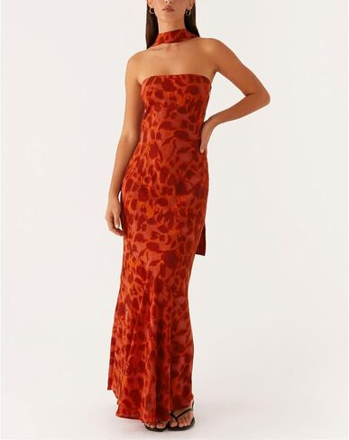 Women Strapless Floral Dress with Sarf Mesh Tube Maxi Dress Summer Cocktail Wedding Guest in Saudi Arabia