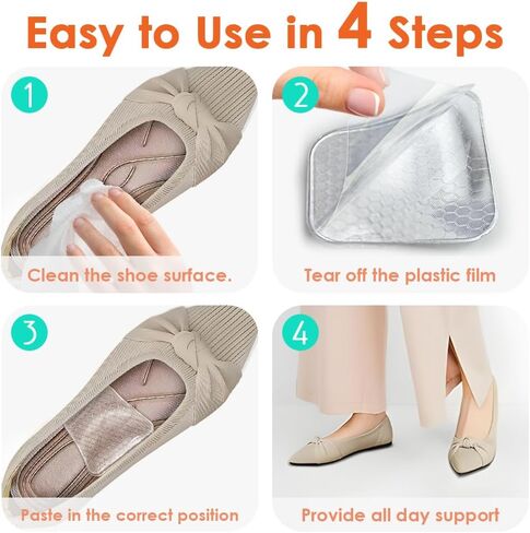High Arch Support Inserts for Women, Foot Arch Support Pads for Flat Feet, Gel Arch Inserts for Plantar Fasciitis & Pain Relief (Clear, Low+High) in Kuwait