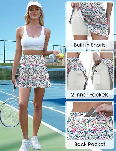LouKeith Womens Tennis Skirt High Waisted Athletic Skorts Running Casual Pickle Ball Golf Skirts with Pockets in Saudi Arabia