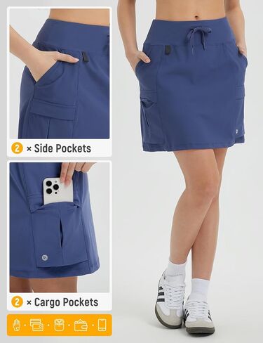 baleaf Women's 16" Hiking Cargo Skort Skirt High Waisted with Pockets Golf Workout UPF 50+ Sun Protection Quick Dry in Saudi Arabia