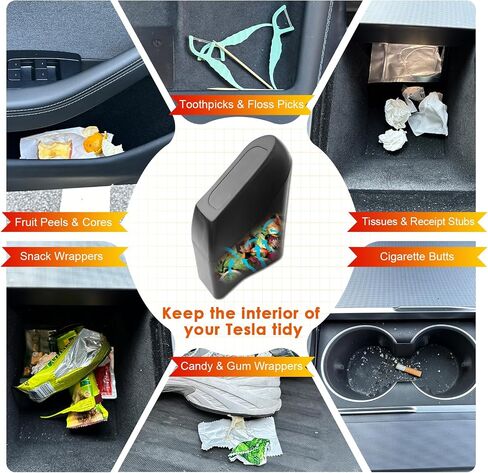 لنموذج Tesla y Trash Can Tesla Model 3 Trash Bin for 2018-2024 Tesla Small Car Trash Can for Door Door Model 3 Front Door Trash Garbage Bin W/Lid (Tesla Left Side) in Kuwait