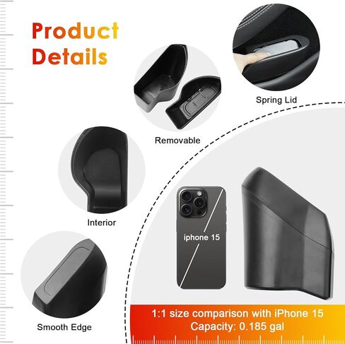 لنموذج Tesla y Trash Can Tesla Model 3 Trash Bin for 2018-2024 Tesla Small Car Trash Can for Door Door Model 3 Front Door Trash Garbage Bin W/Lid (Tesla Left Side) in Kuwait